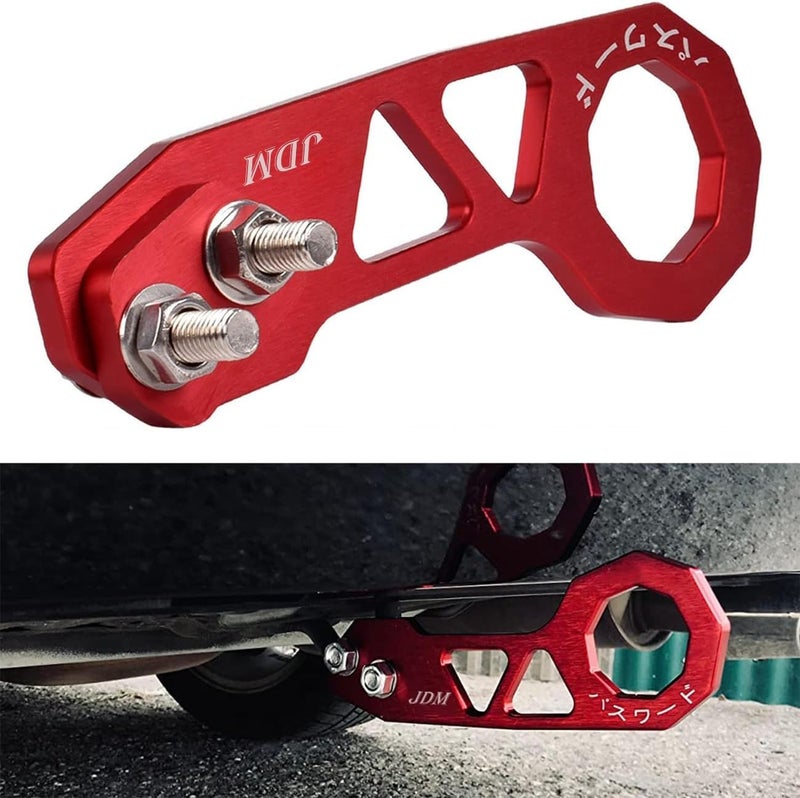 EIOUMAX Rear Tow Towing Hook for Universal Car Auto Trailer Ring Aluminum Racing Trailer Hook Red - Image 1